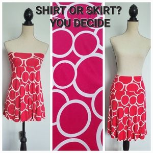 EUC - H&M Skirt / Shirt. Hot Pink Polka-Dot Circles Sz 4 A-Line Flowy   COPY